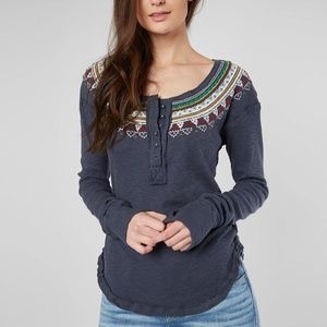 Free People Fair Isle Thermal Henley Top